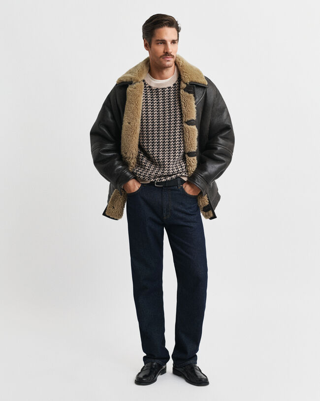 Tv&aring;f&auml;rgad rundhalsad tr&ouml;ja med struktur