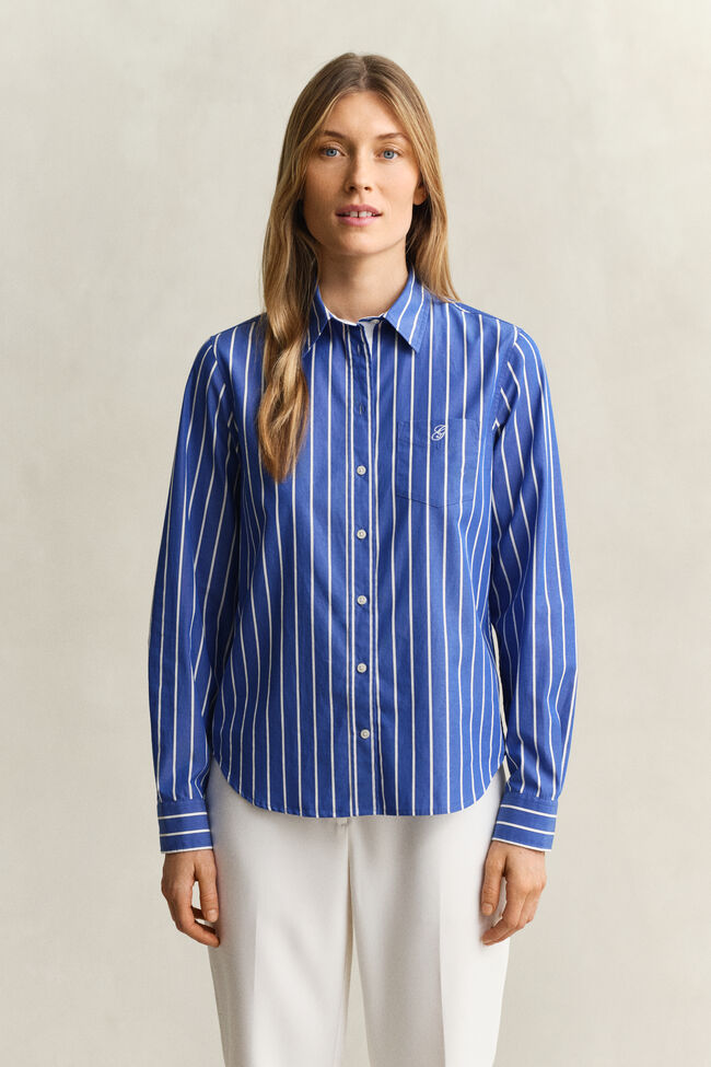 Regular fit klassisk randig poplinskjorta