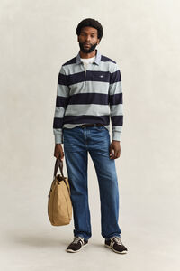 Randig Heavy Rugger med chambraykrage