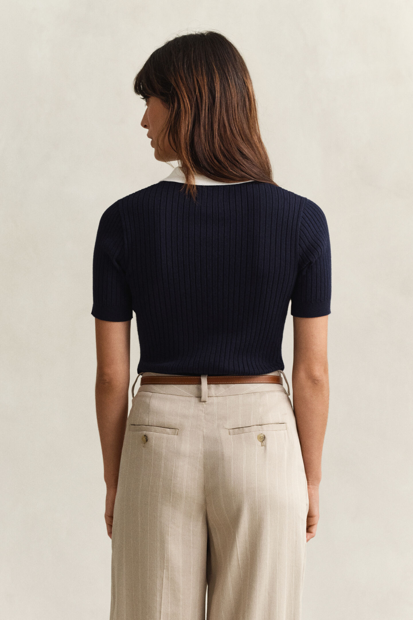 Ribbstickad kort&auml;rmad Rugger