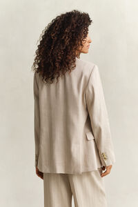 Kritstrecksrandig kavaj i linneblandning