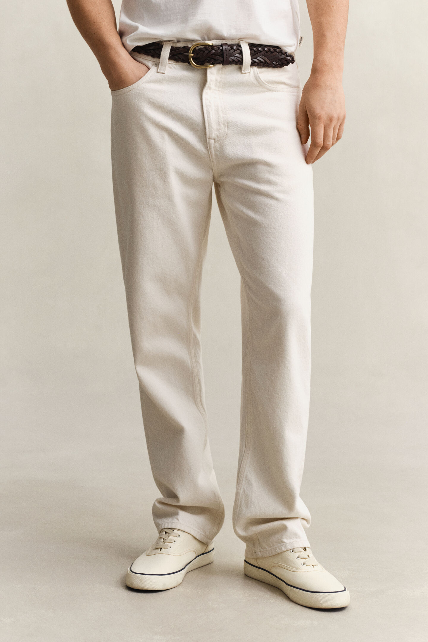 Straight fit jeans i &eacute;cru