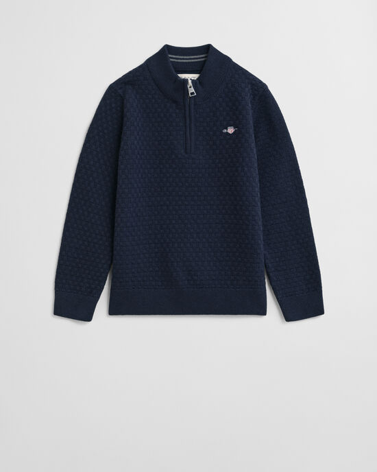 Kids tr&ouml;ja med half-zip och mikrostruktur