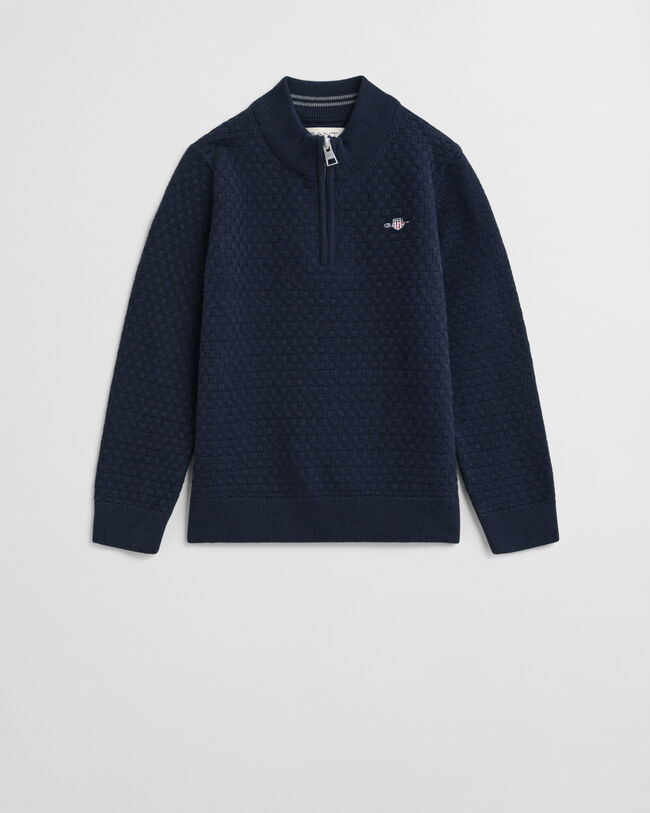 Kids tr&ouml;ja med half-zip och mikrostruktur