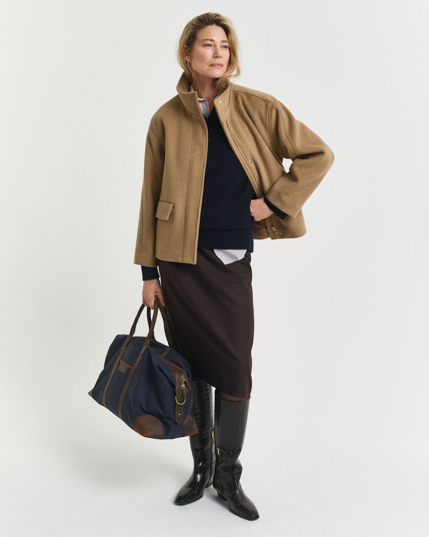 Kort yllejacka med dragkedja