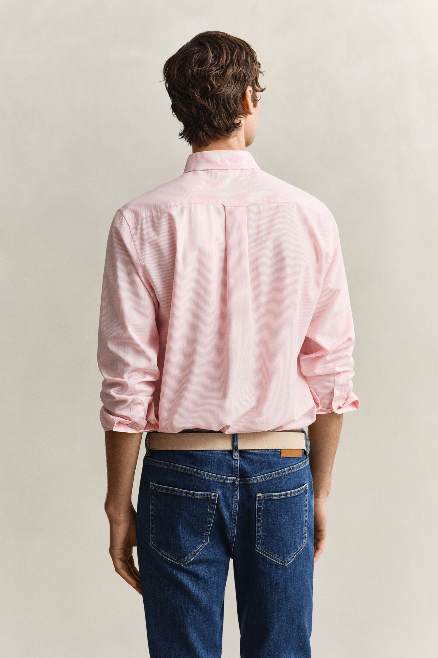 Klassisk poplinskjorta med mellanbreda r&auml;nder