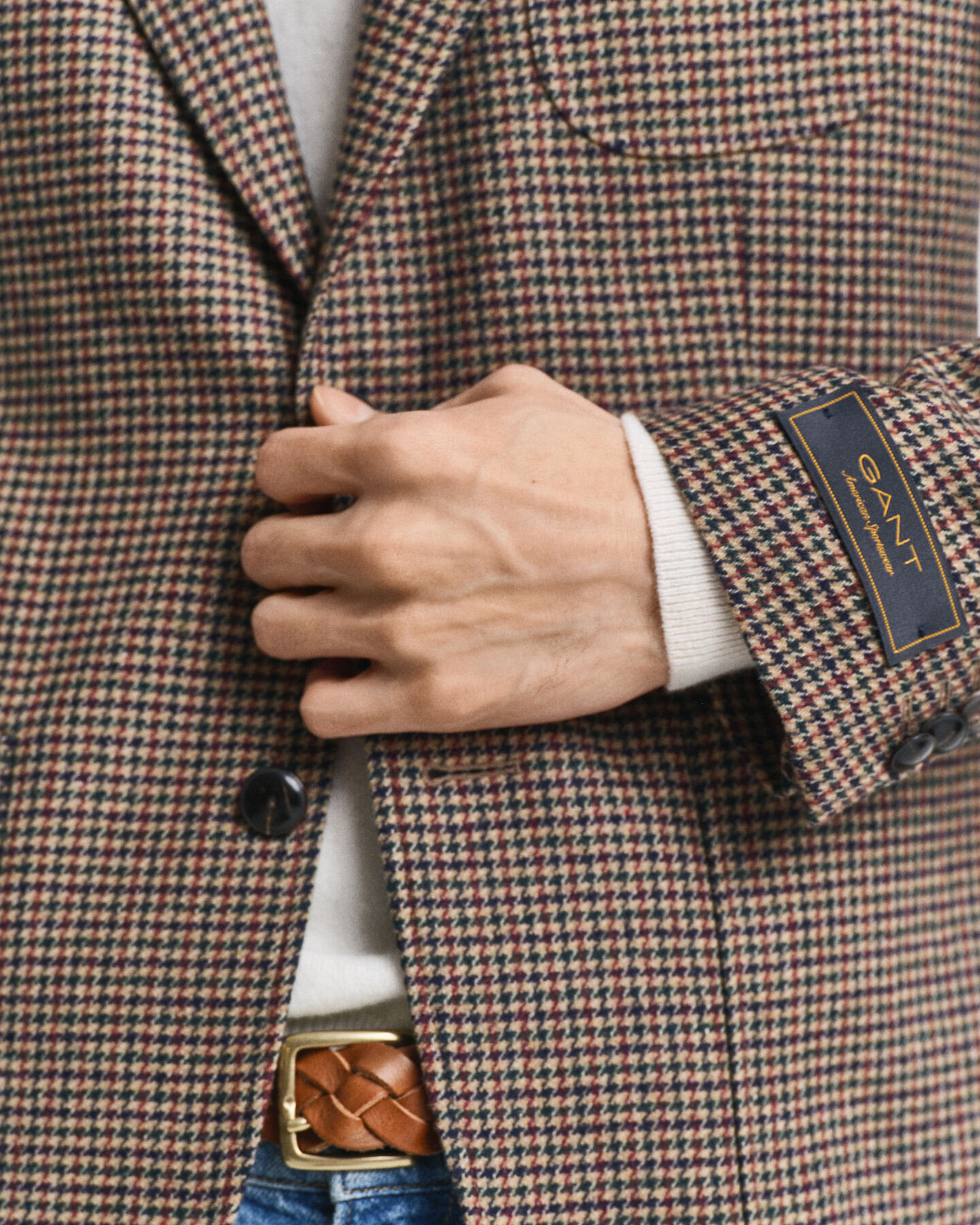 Slim fit hundtandsm&ouml;nstrad rutig kavaj