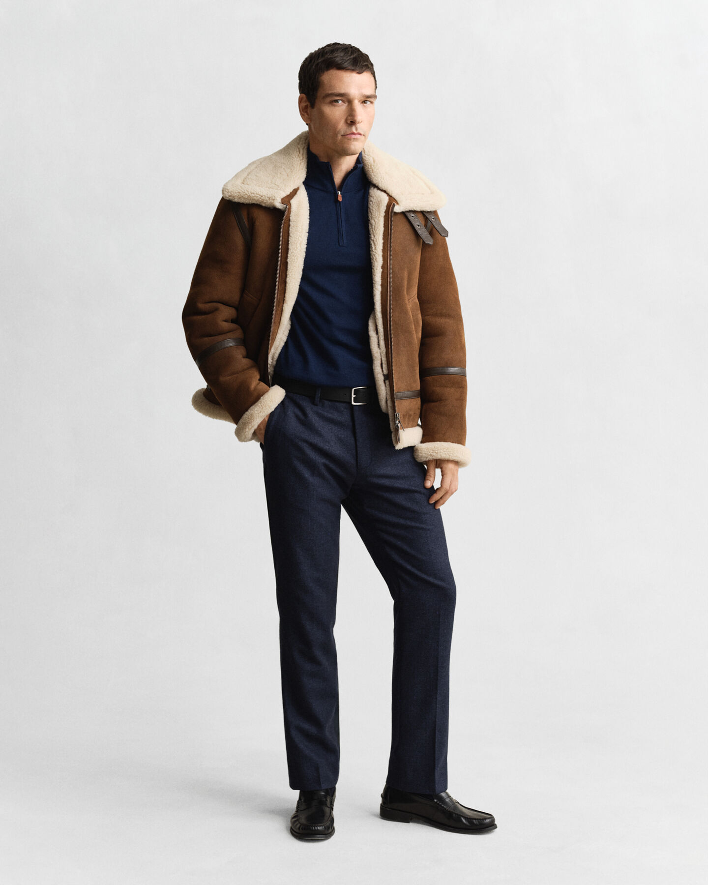 Tr&ouml;ja med half-zip i extra fin merinoull