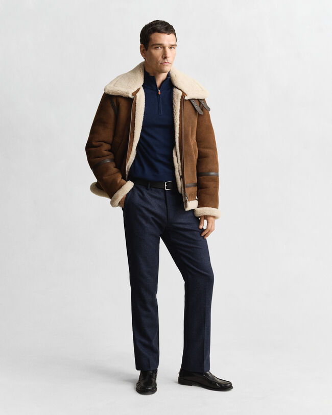 Tr&ouml;ja med half-zip i extra fin merinoull