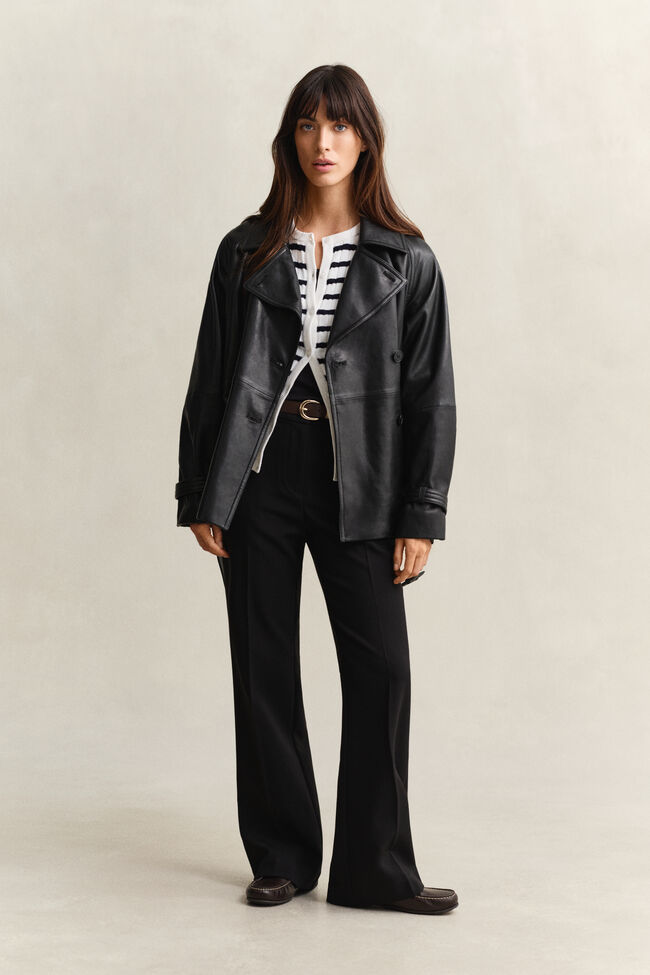 Randig kabelstickad kofta