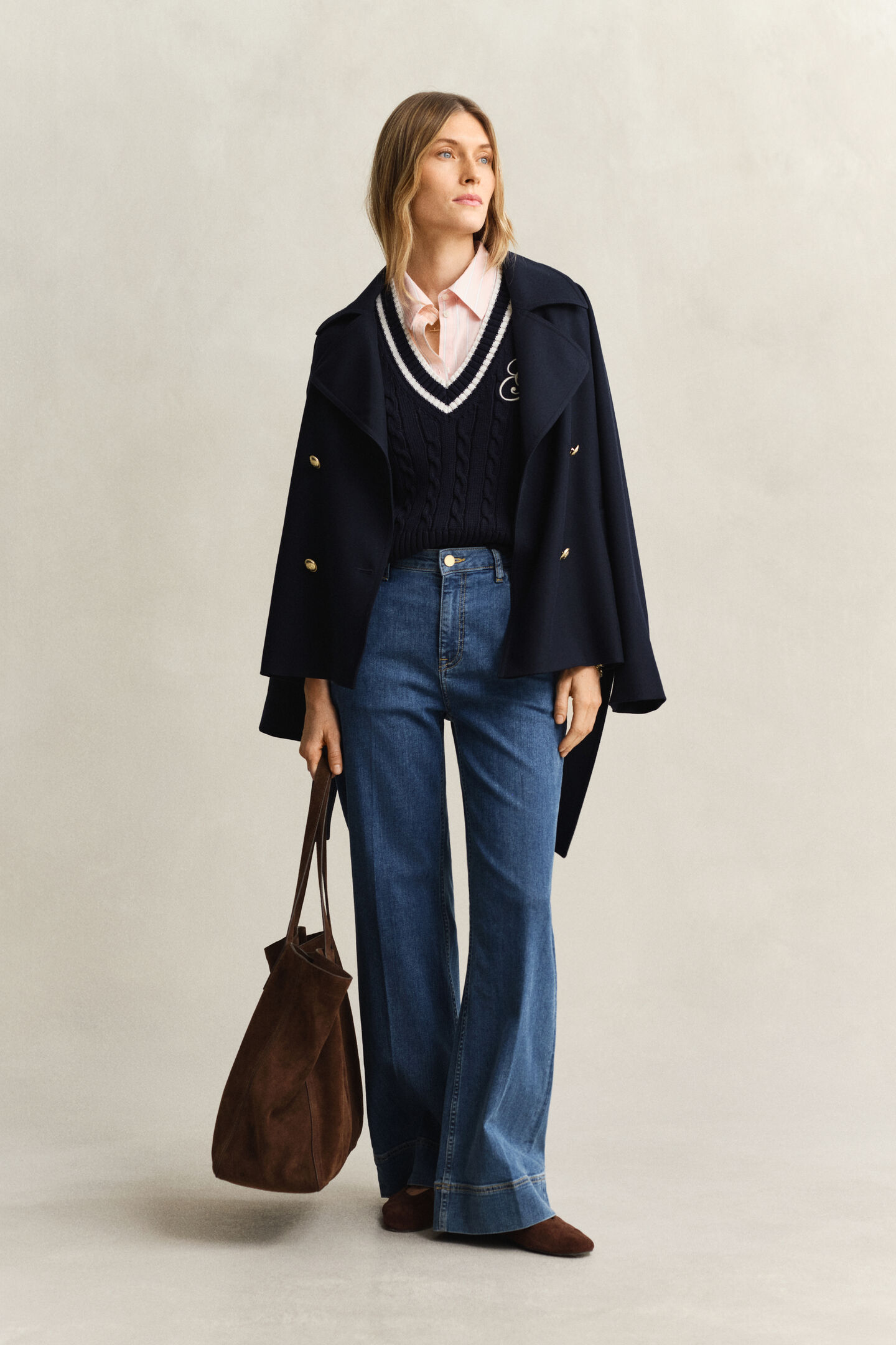 Kabelstickad bomullsv&auml;st