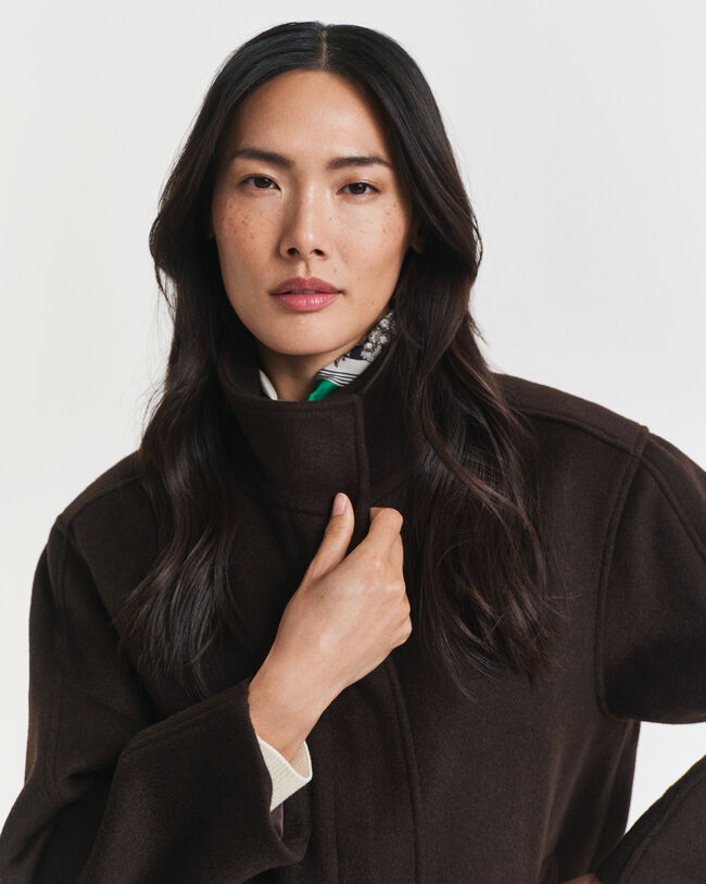 Kort yllejacka med dragkedja