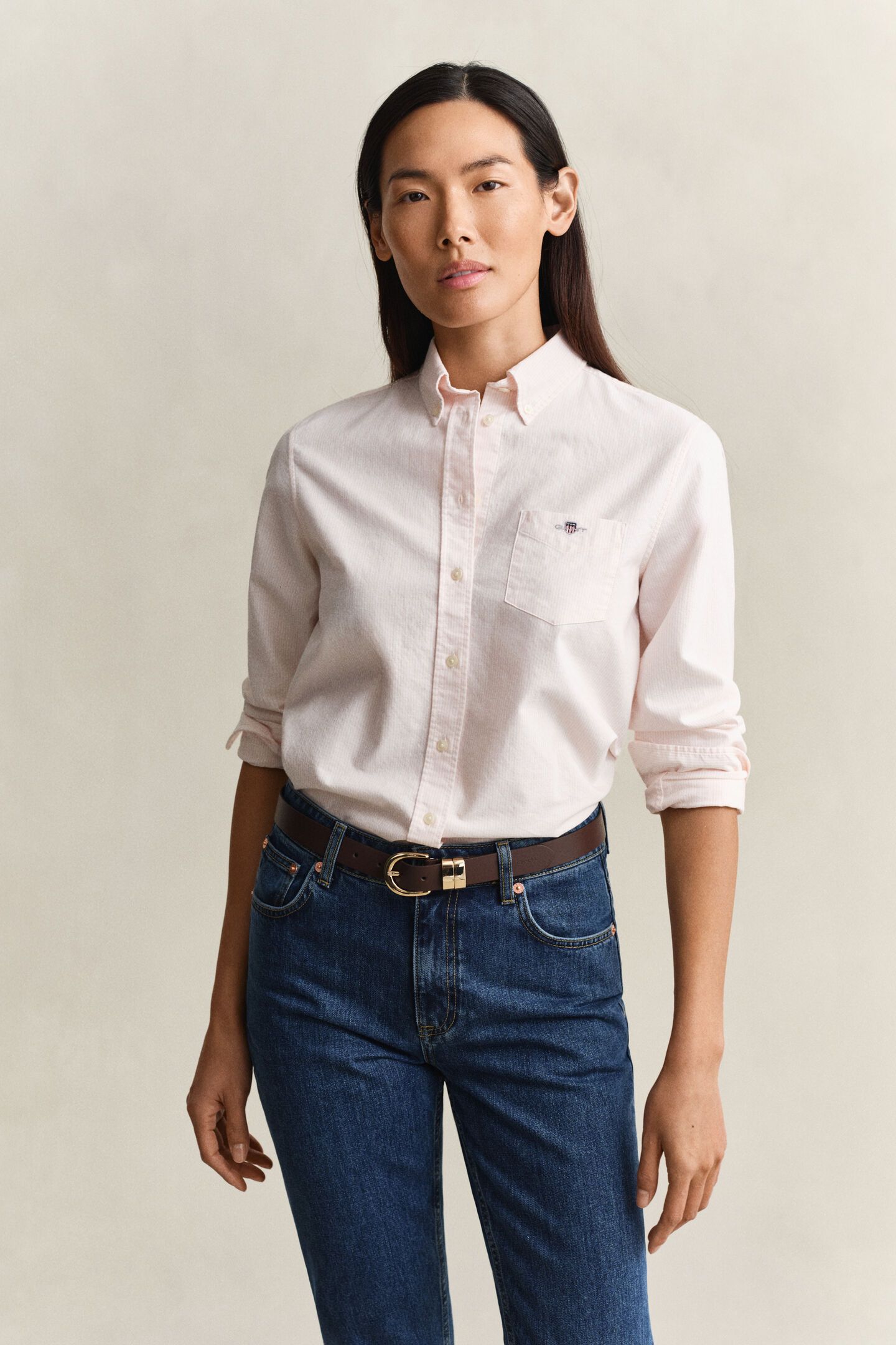 Regular fit klassisk rutig oxfordskjorta