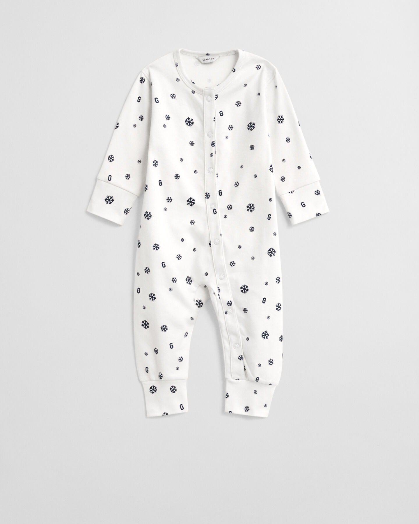 Baby pyjamas med sn&ouml;flingor och G-m&ouml;nster