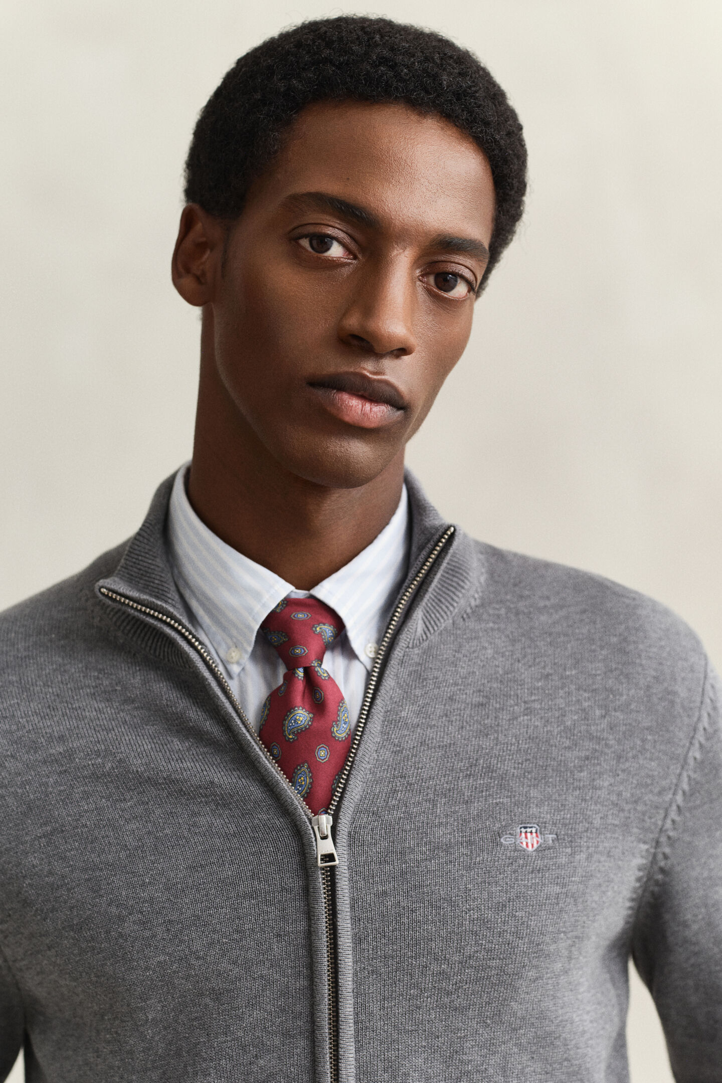 Casual Cotton kofta med dragkedja