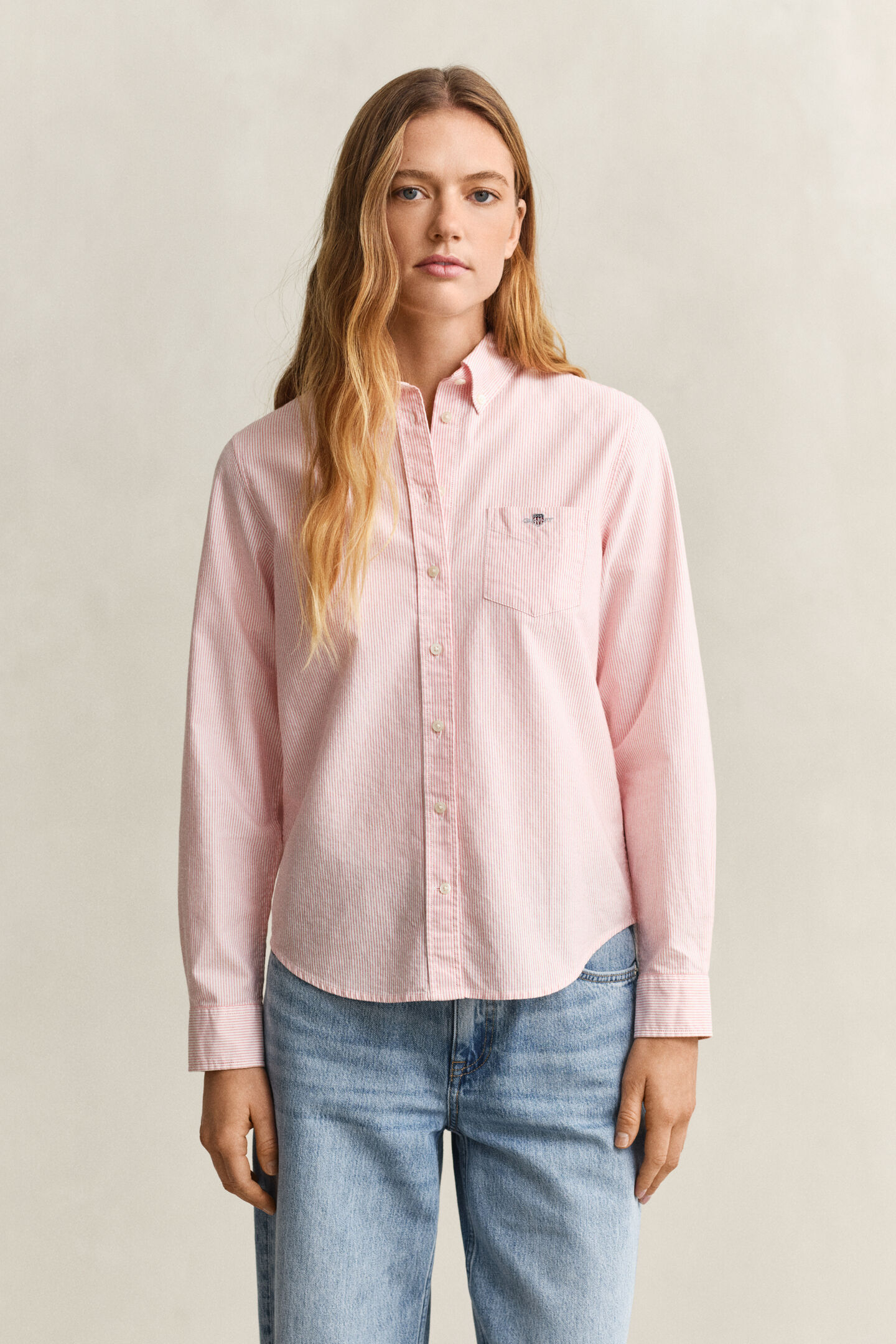 Regular fit klassisk rutig oxfordskjorta