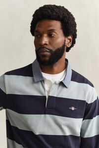 Randig Heavy Rugger med chambraykrage