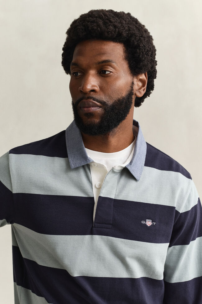 Randig Heavy Rugger med chambraykrage