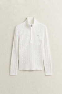 Kabelstickad tr&ouml;ja med half-zip