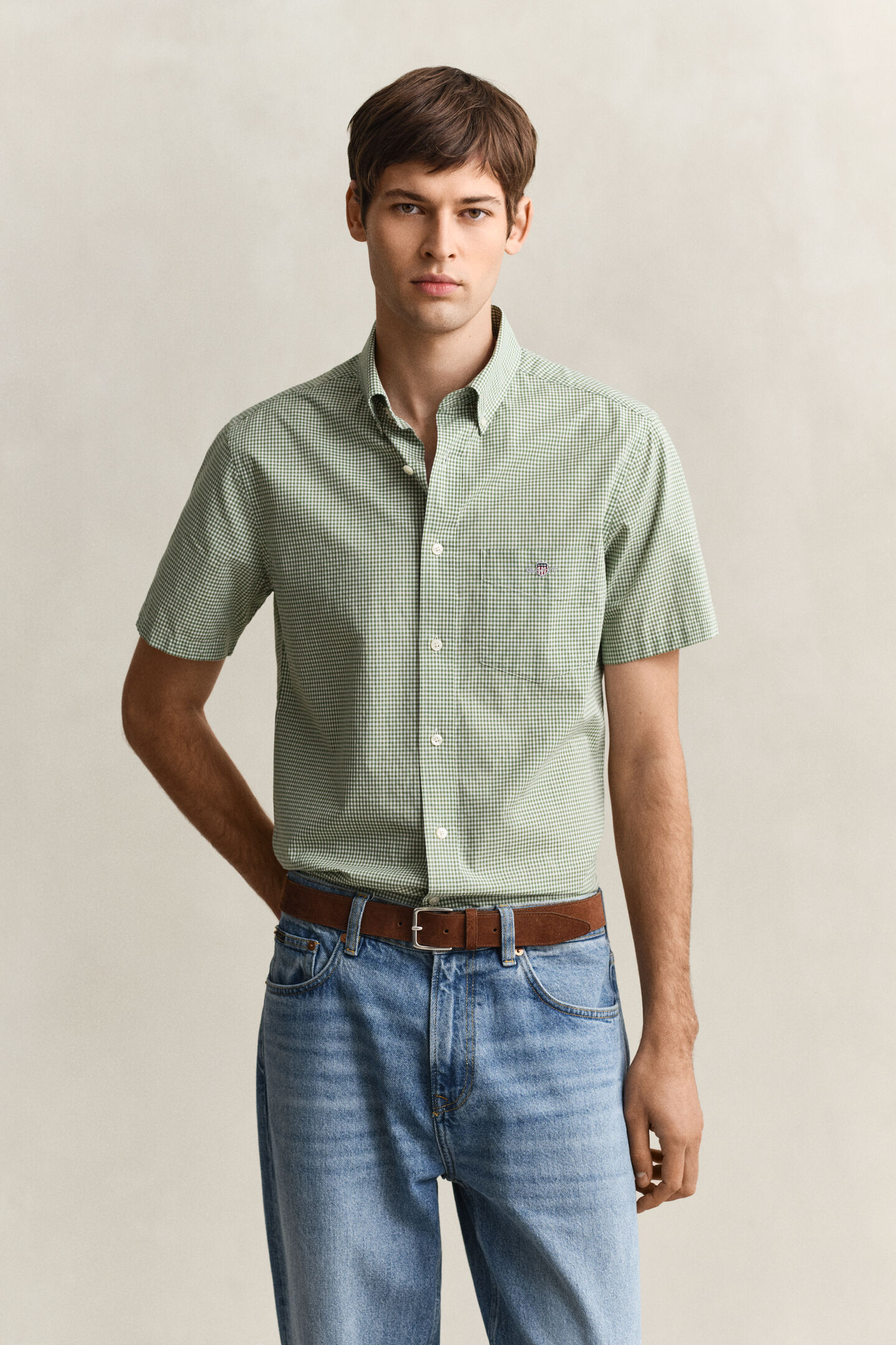 Gingham Classic Poplin Short Sleeve Shirt