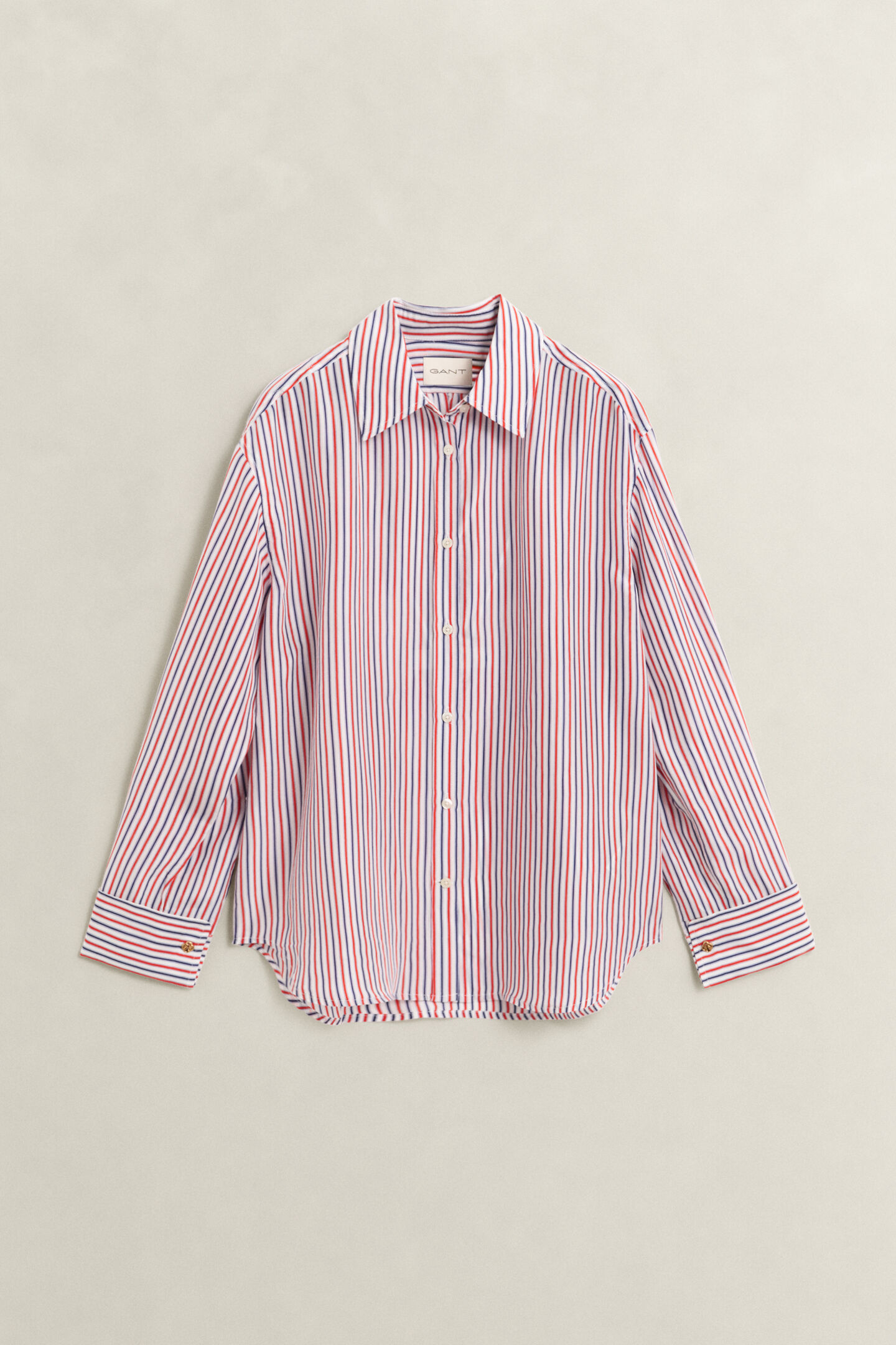 Randig blus i habotai-siden