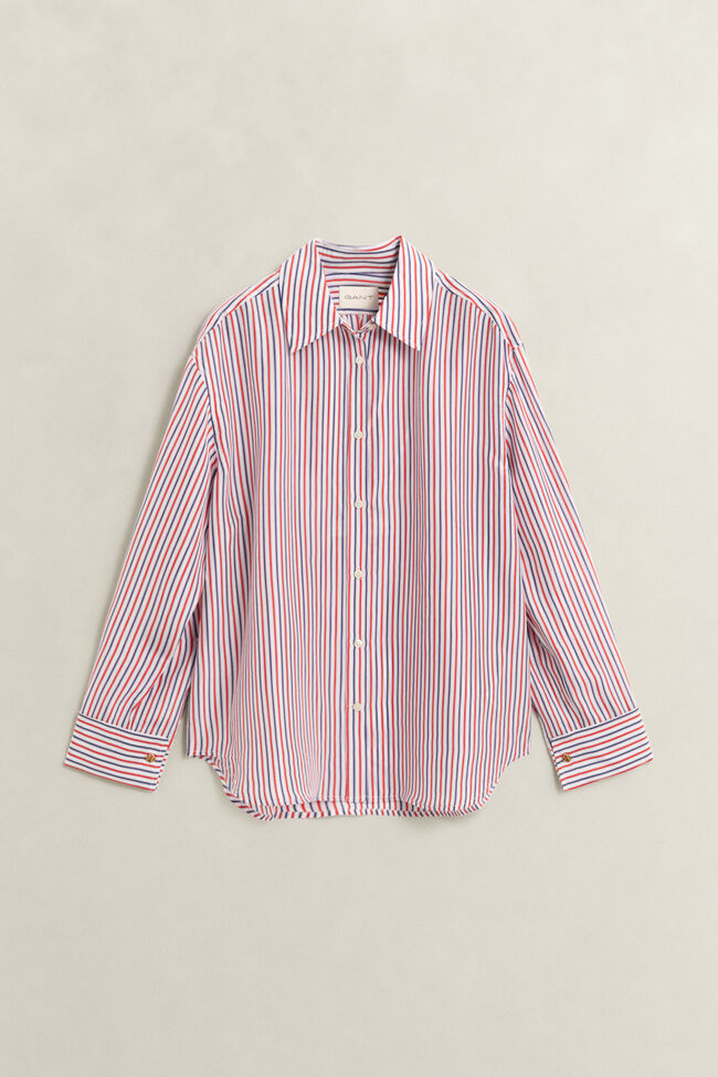 Randig blus i habotai-siden