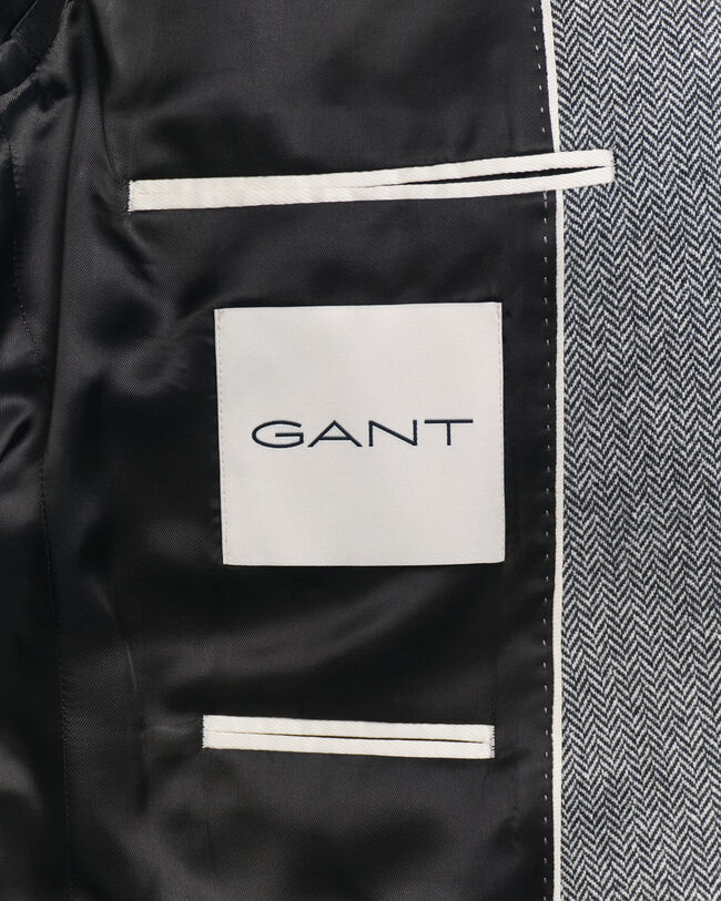 Slim fit kostymkavaj i flanell med fiskbensm&ouml;nster