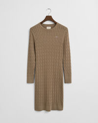 Kabelstickad kl&auml;nning med rund halsringning i bomullsstretch