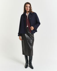 Midipennkjol i l&auml;der