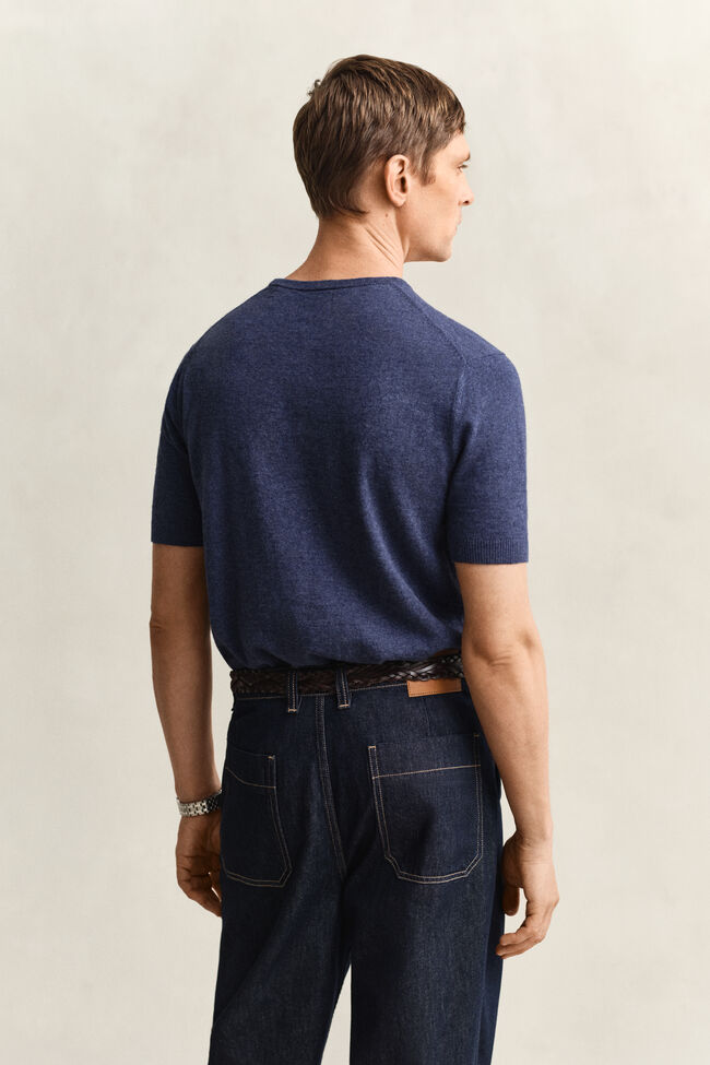 Kort&auml;rmad tr&ouml;ja i grovspunnen bomullsblandning