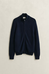 Bomullscardigan med struktur och dragkedja