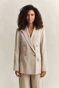 Kritstrecksrandig kavaj i linneblandning