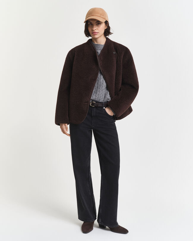 Kabelstickad tr&ouml;ja i kashmir med rund halsringning