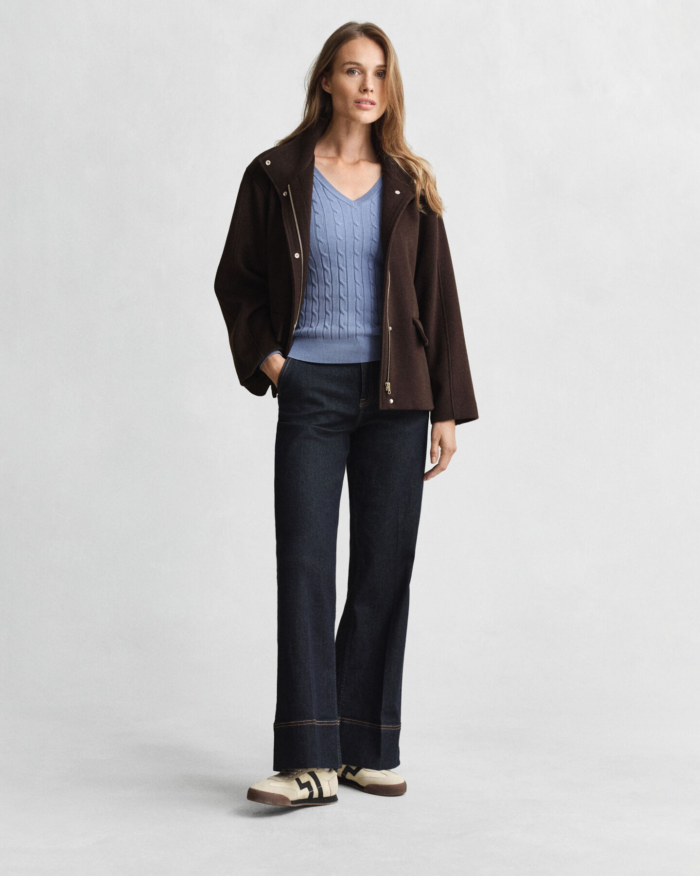 V-ringad kabelstickad tr&ouml;ja