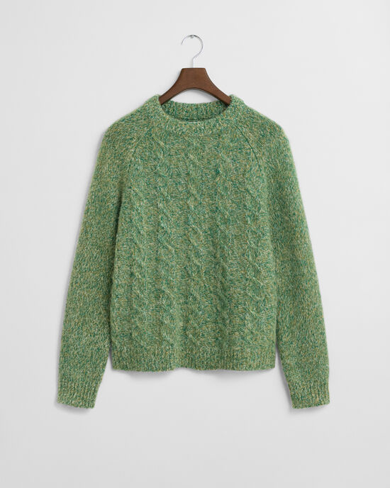 Kabelstickad tr&ouml;ja med rund hals