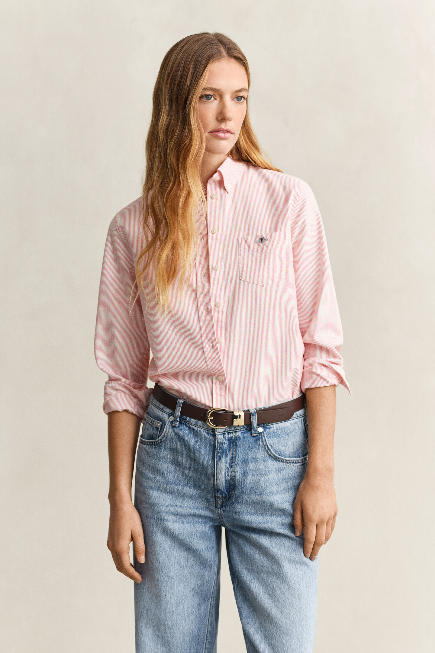 Regular fit klassisk rutig oxfordskjorta