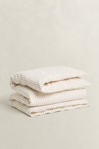 Randigt p&aring;slakan i bomull och linne, dubbel