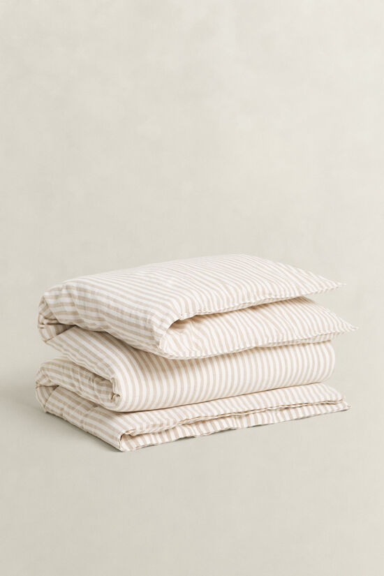 Randigt p&aring;slakan i bomull och linne, dubbel