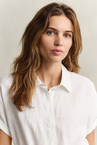 Skjortkl&auml;nning i linne med holk&auml;rm