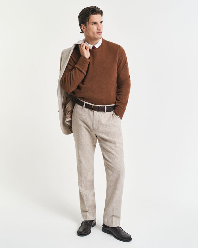 Slim fit kostymbyxor i donegalgarn