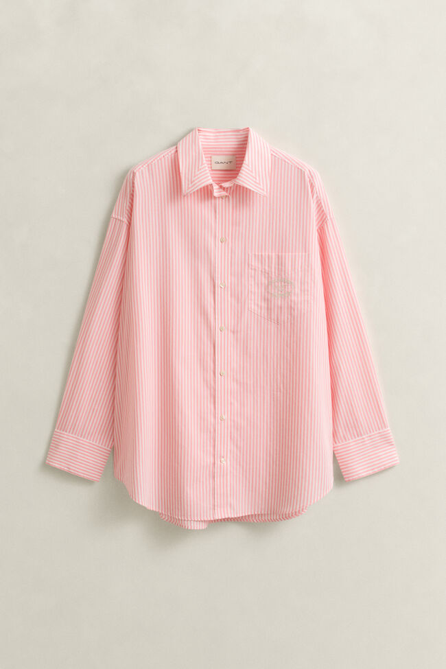 Oversized klassisk randig poplinskjorta