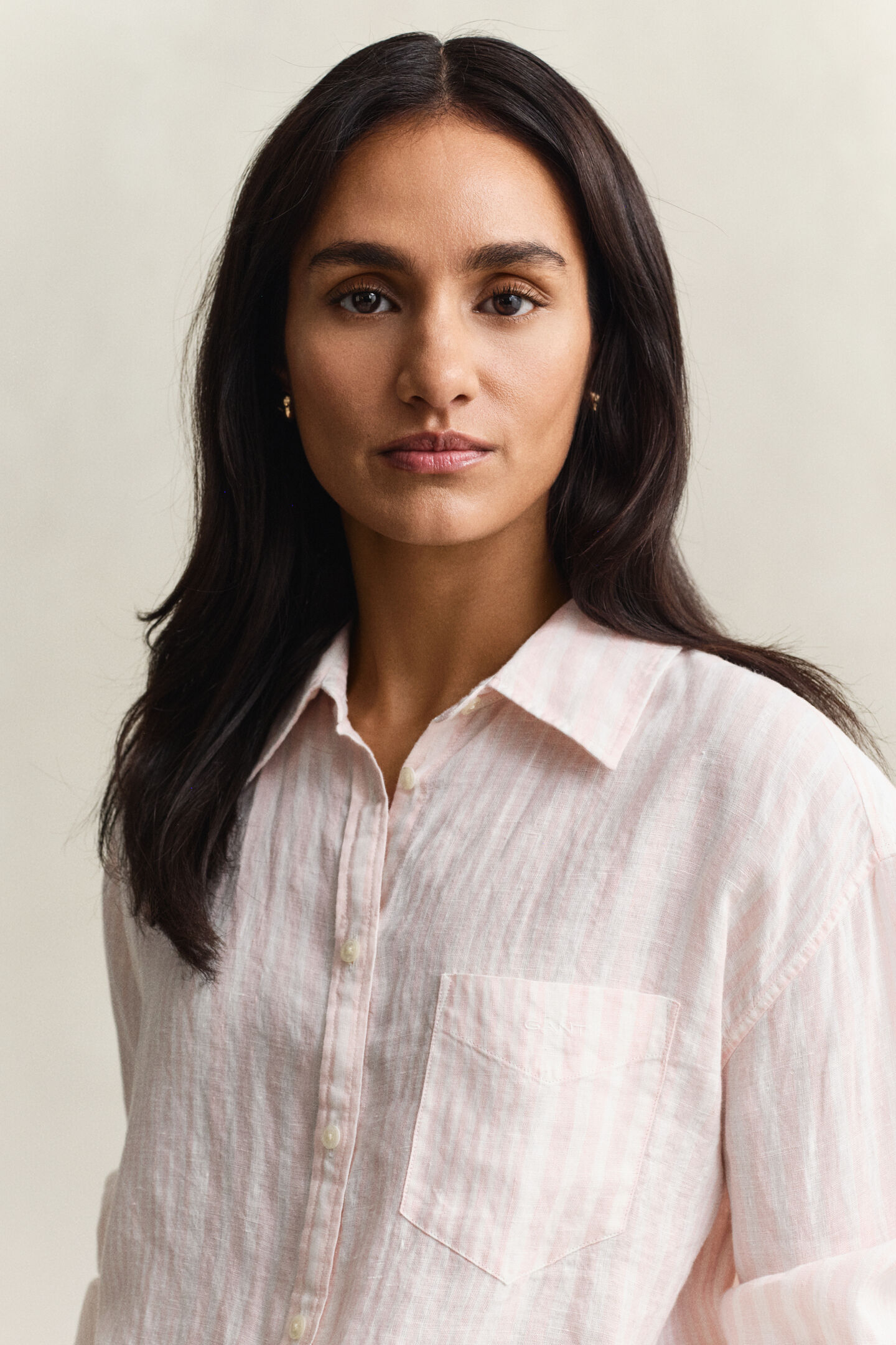 Relaxed fit randig linneskjorta