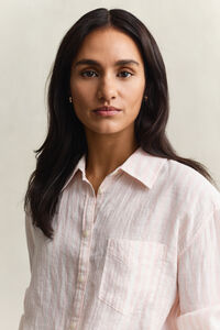 Relaxed fit randig linneskjorta