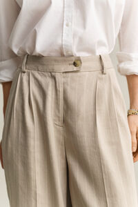 Kritstrecksrandiga byxor i linneblandning