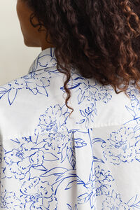 Blommig poplinskjorta