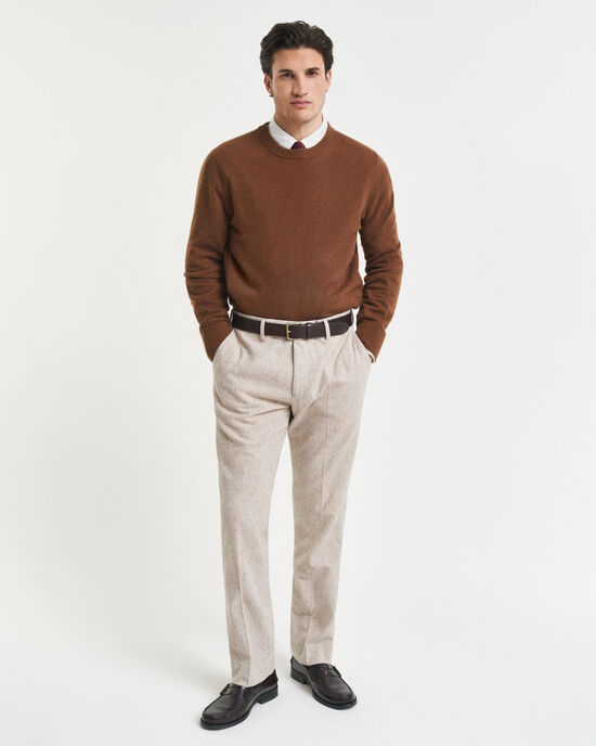 Slim fit kostymbyxor i donegalgarn