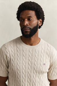 Kort&auml;rmad kabelstickad bomullstr&ouml;ja