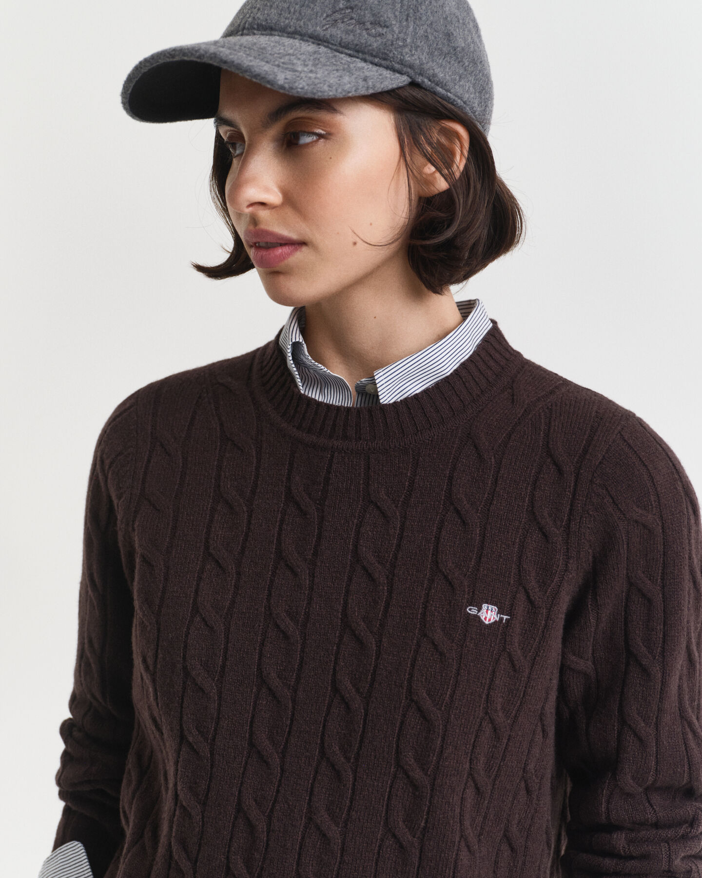 Lambswool Cable Knit Crew Neck Sweater