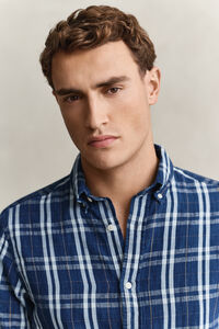 Rutig skjorta i bomull och linne