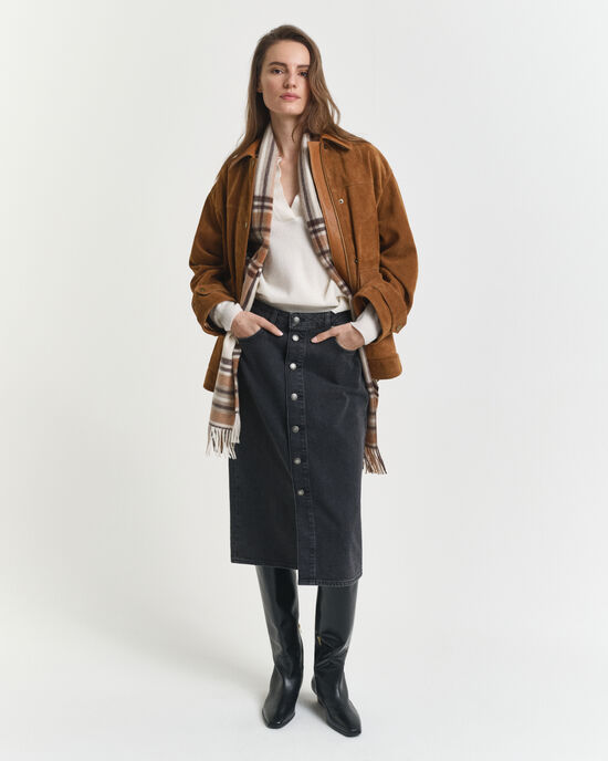 Midikjol i denim med knappar